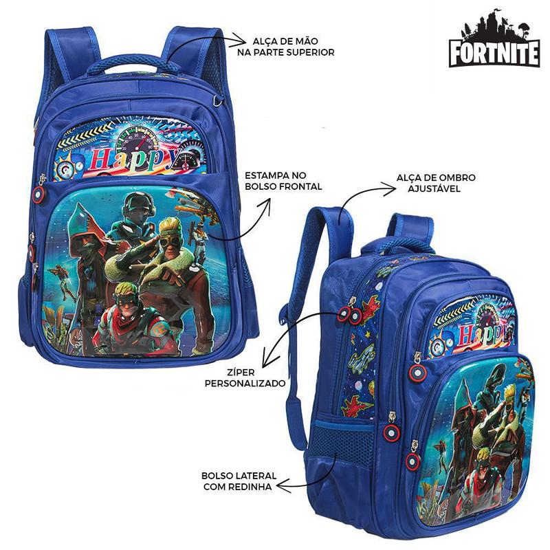 Mochila Escolar Fortnite Jogo Costas Kit Lancheira Estojo Toys 2U Kit Mochila Infantil Magazine Luiza